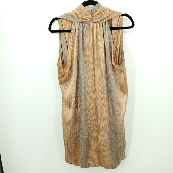 Derek Lam for DesigNation Bubble-Hem Surplice Satin Mini Dress L Woodgrain - Picture 4 of 14